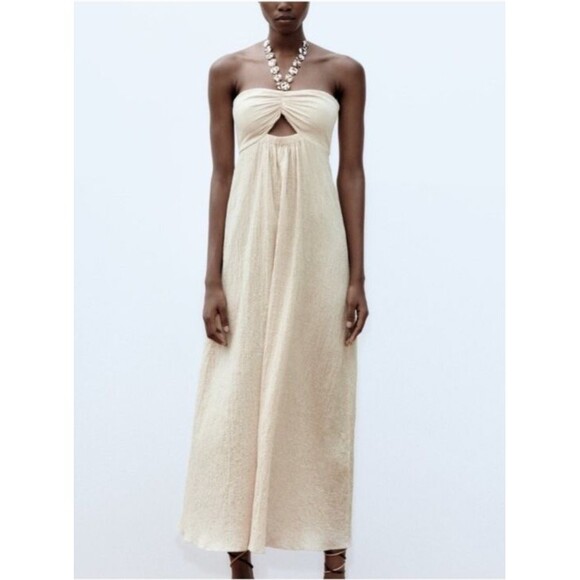 Zara Tortoiseshell Effect Chain Midi Dress Size M - Picture 1 of 9